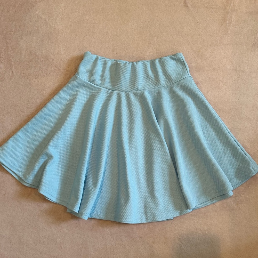 Afibi Sky Blue Flared Mini Skirt-XS